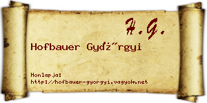 Hofbauer Györgyi névjegykártya